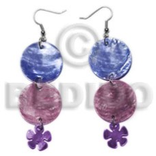 Dangling double round 25mm blue wine