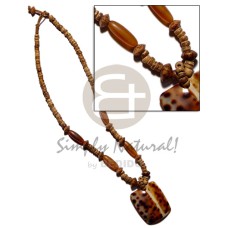 Rectangular 45mmx35mm cowrie tiger pendant