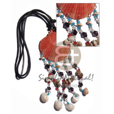 Red limpet shell dangling