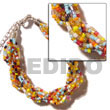 Natural 12 Rows Multicolored Twisted Glass Beads