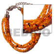 Natural 6 Rows Orange Multi Layered Glass Beads