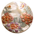 Natural Round 40mm Hammershell W/ Handpainted Design-floral/embossed Pe