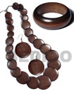 Natural stained brown wooden jewelry set